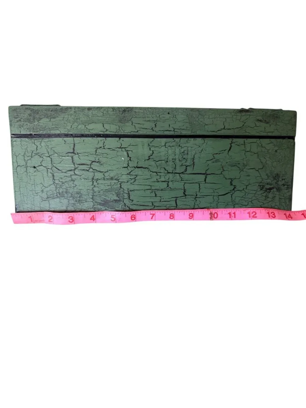 Vintage Green Wall  Shelf Pig Hooks & Heart Cutout Rustic Distressed